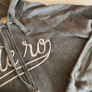 Aeropostale Spellout Gray Embroidered Logo Full Zip Hoodie Sweatshirt L
